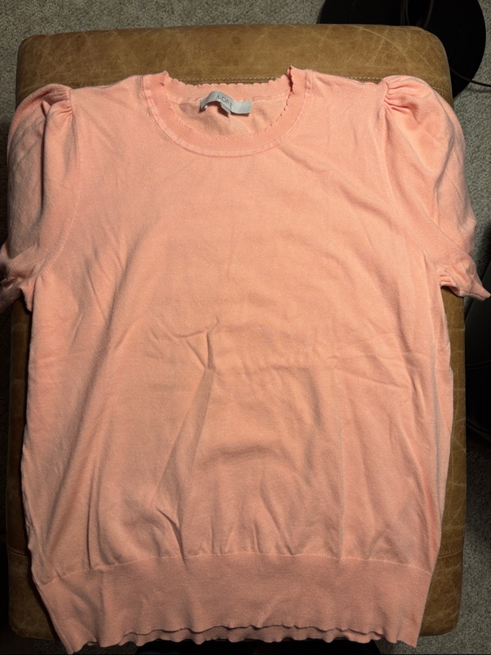 LOFT NWOT Light Peach Short-Sleeve Knit Top
